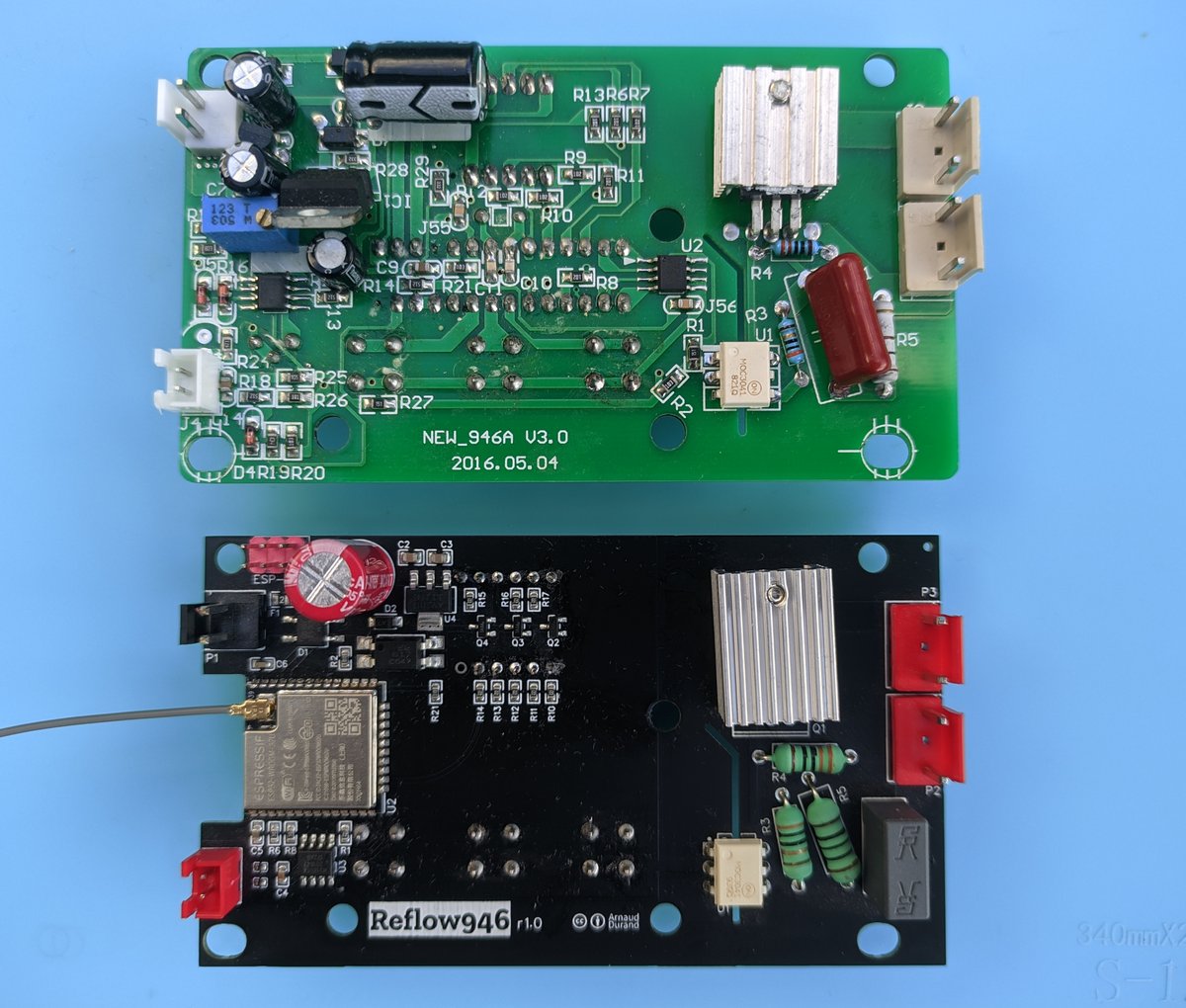 DurandA23's tweet photo. Open-source #Bluetooth reflow controller for the 946C hot plate using #ESP32. This controller replaces the original board. https://t.co/zbGDrLhWYW https://t.co/iHjVU38IiW