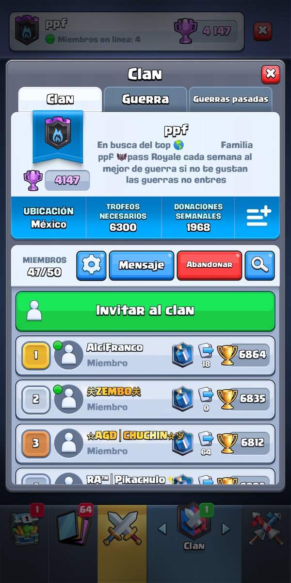 PPF_TEAM's tweet photo. Estamos reclutando a 3 personas para jugar guerras,  pass Royale al mejor de guerra cada semana https://t.co/xmjmaKMn1Z