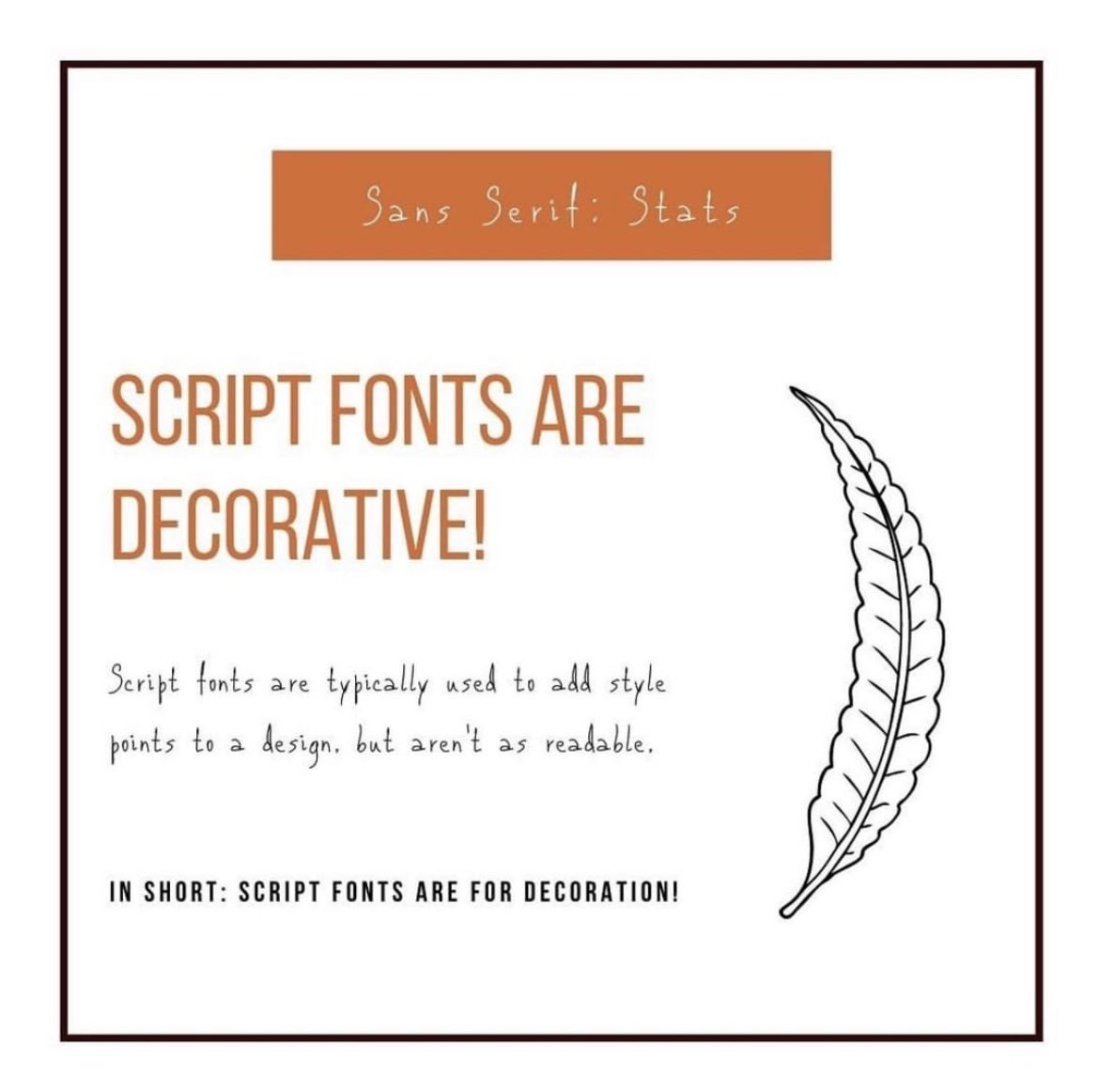 AstralCognition's tweet photo. 3. Script/Decorative fonts: they are mostly used in logos or other instances where readability isn’t necessarily important. They are seen as “stylistic” fonts and are pretty much only used to add style to a product! https://t.co/UgMgjgjAKd