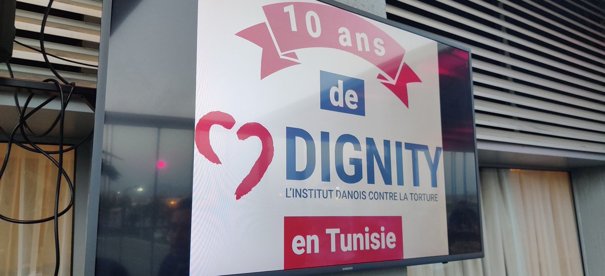 DIGNITY_INT's tweet photo. On Tuesday evening we celebrate 10 years of DIGNITY presence in #Tunisia. In her speech at the event in Tunis @DKAmbAlg Vanessa Vega Saenz emphazised DIGNITY's professionalism and ability to collaborate with both state and non-state actors against #torture. #DAPP #dkaid https://t.co/uY3CNapbFX