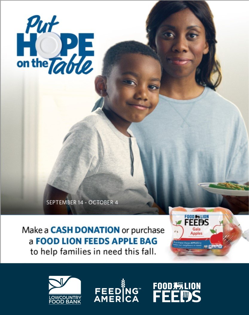 Join us and Food Lion Feeds as we make a difference in the #Lowcountry. Now through October 4, when you buy a bag of Food Lion Feeds Gala Apples, proceeds will help us feed families who face hunger! #FeedingTheLowcountry