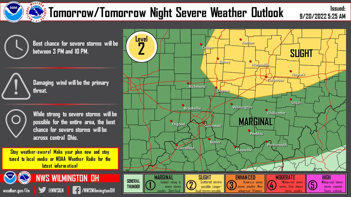 Severe weather is a possibility for tomorrow/tomorrow night! Be weather aware! #LickingCounty