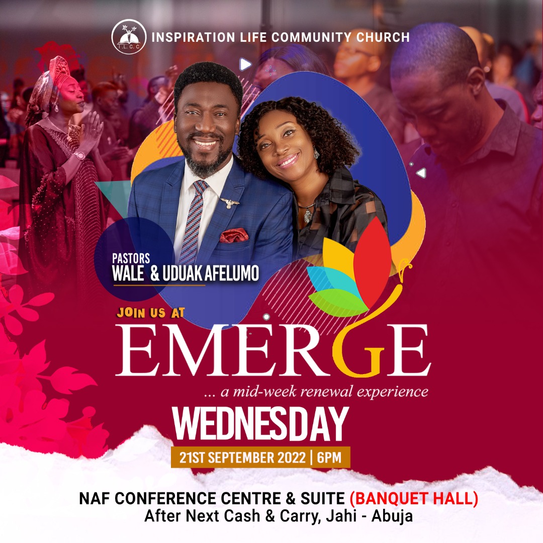 inspiration_org's tweet photo. Join us tomorrow evening at our Mid-Week Renewal service tagged EMERGE. Come let's PRAY IT together in this season of REST.
Date: Wednesday, 21st September, 2022
Time: 6:00pm
Venue: NAF Conference Centre and Suites, Banquet Hall
See you there!
#TimeofRest
#ILCC
#EMERGE https://t.co/nYbV1eF7nu
