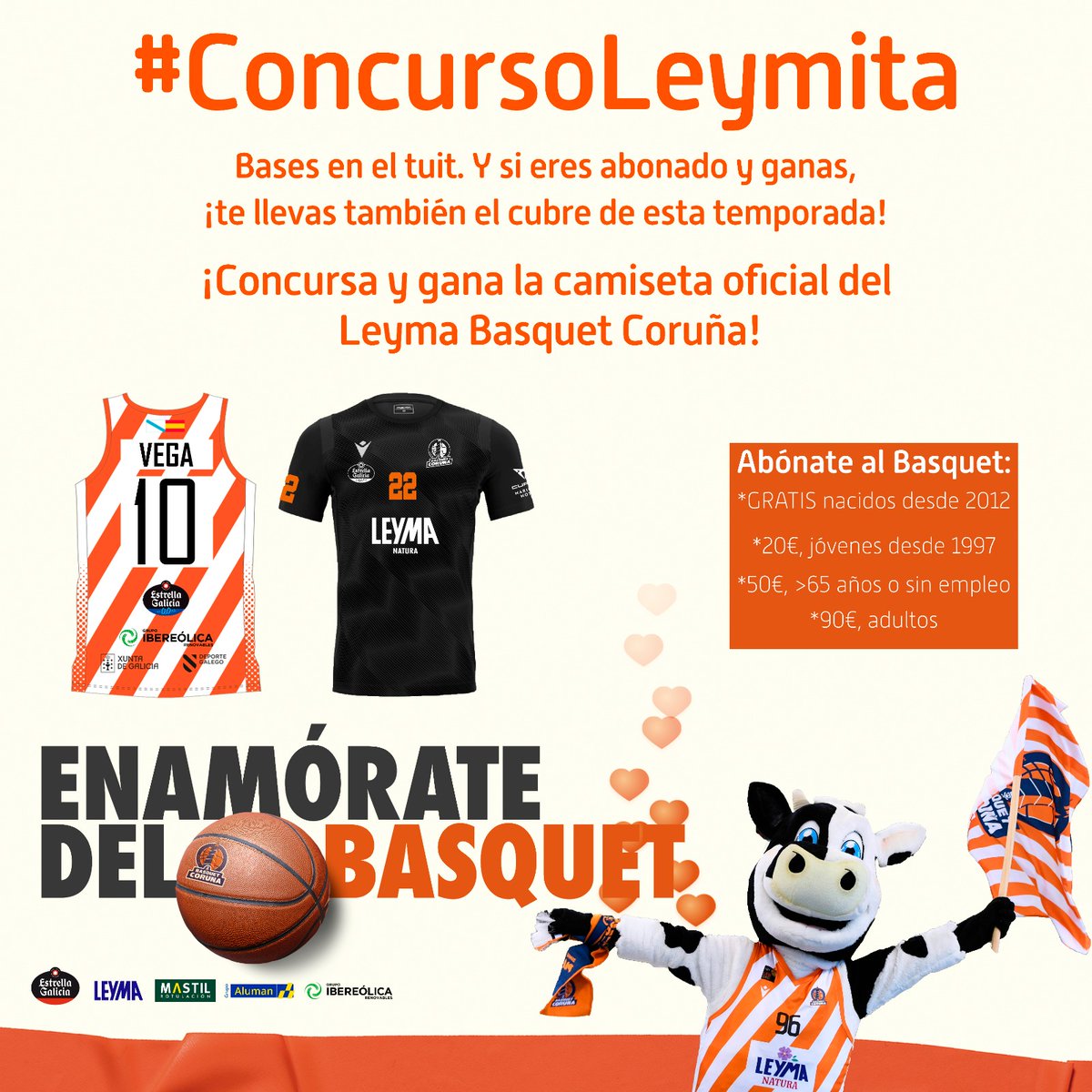 LeymitaBC's tweet photo. 💥SORTEO CAMISETA OFICIAL💥
Bases📄:
1. Seguir a @LeymitaBC 🐮
2. RT 🔄
3. Responde con #SorteoLeymita y mencionando a 2 amig@s🫂
🏁 FIN SORTEO: 28/09 a las 23:59H ⏰
✅ ENTREGA: 30/09 en descanso Teresa Herrera vs BURGOS 🏀
‼️ABONADOS: CAMISETA + CUBRE
#AbónateLeche 🐮🏀🥛 https://t.co/e5UEWyl4y7