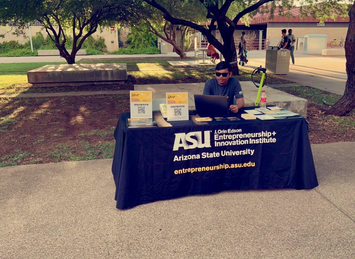 EntrepreneurASU's tweet photo. There is still one more Just Start tabling event happening tomorrow, September 21st at 1:30 p.m. on the West Campus! Check it out to learn more about entrepreneurship @ASU as well as our current Just Start opportunities.

https://t.co/0GNXcFSgqw #LaunchDays #Entrepreneurship https://t.co/lCAtjWzfBk