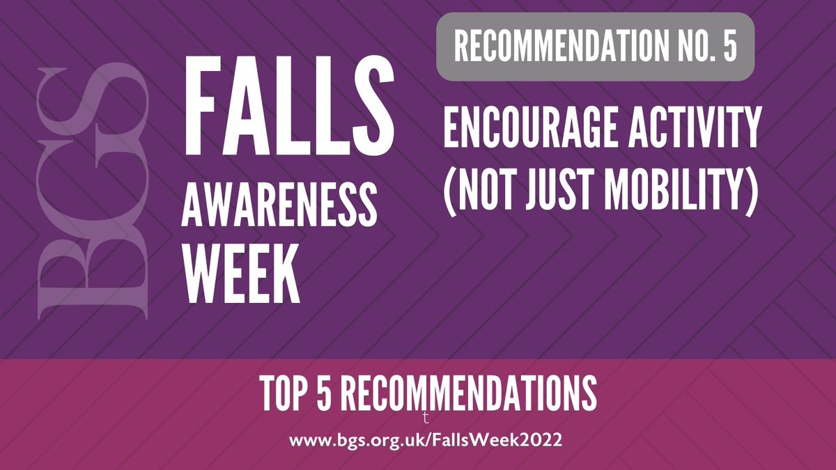 "The simplest and most effective recommendation for falls prevention and management is to encourage care home residents to be active. Activity should be incorporated into their everyday life" via <a href="/BressingtonLeah/">Leah Bressington</a> #FallsAwarenessWeek bgs.org.uk/FallsWeek2022