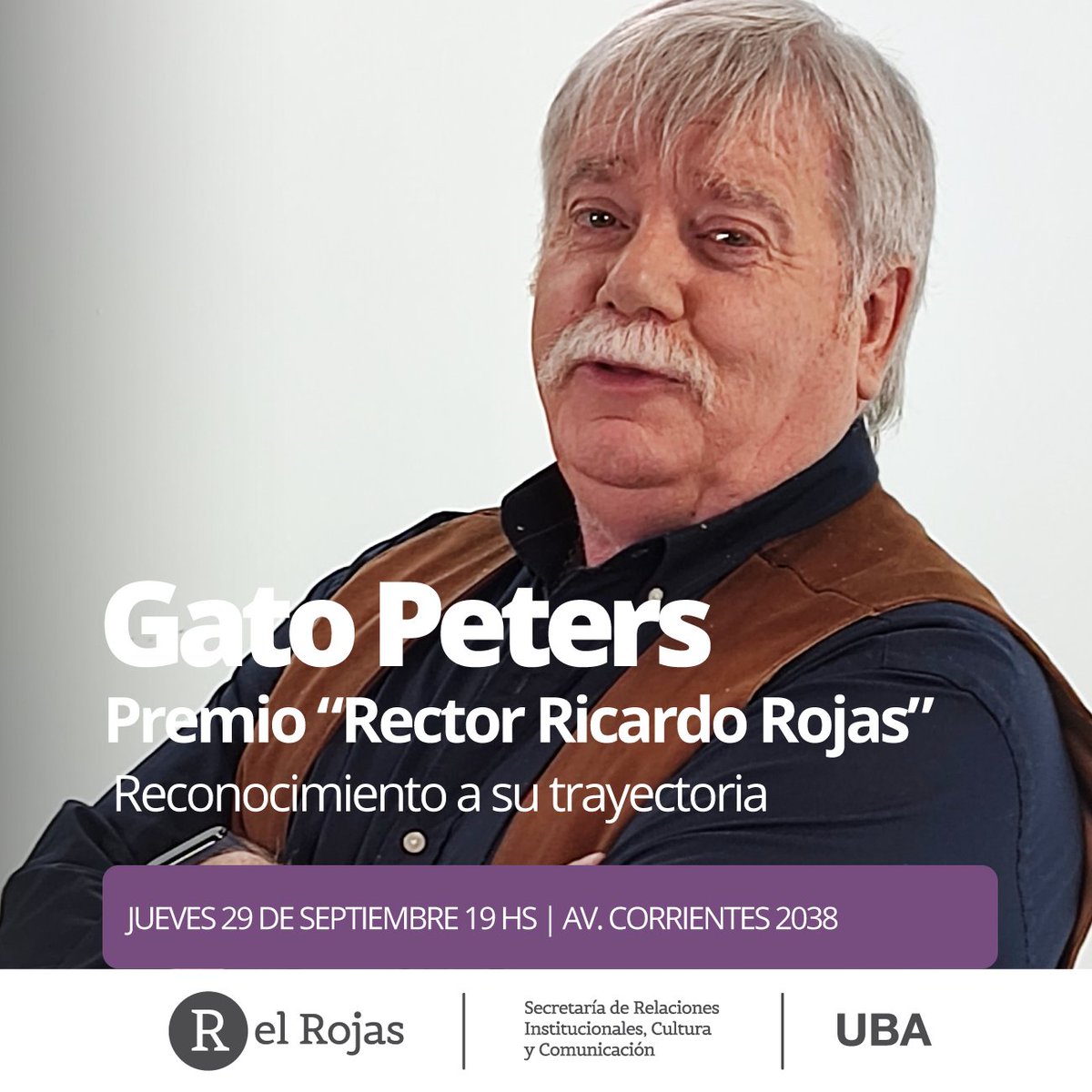 El Consejo Superior de la Universidad de Buenos Aires me ha otorgado el galardón “Rector Ricardo Rojas” en reconocimiento a mi trayectoria.
Estoy emocionado y profundamente agradecido por esta distinción. 
Quería compartir con ustedes esta inmensa alegría.