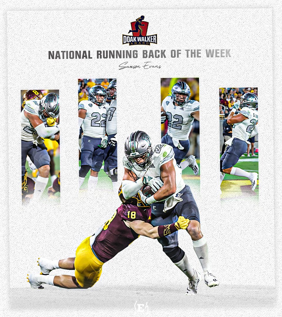 EMUFB's tweet photo. 𝗖𝗔𝗡'𝗧 👏 𝗦𝗧𝗢𝗣 👏𝗦𝗔𝗠𝗦𝗢𝗡 👏

@Samson22Evans has been named the @DoakWalkerAward 𝙉𝙖𝙩𝙞𝙤𝙣𝙖𝙡 𝙍𝙪𝙣𝙣𝙞𝙣𝙜 𝘽𝙖𝙘𝙠 𝙤𝙛 𝙩𝙝𝙚 𝙒𝙚𝙚𝙠

📰https://t.co/f2nvm4HxgN

#EMUEagles | #ETOUGH | #StackEm https://t.co/gbGOlG9XLg