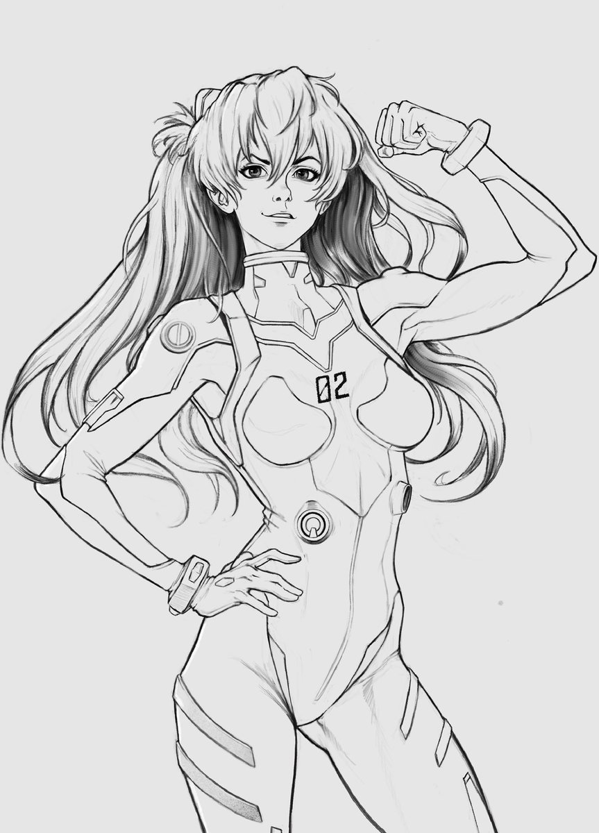 eugenexedge's tweet photo. Asuka WIP,gonna render her in color #Evangelion #AsukaLangley #evaunit02 https://t.co/AfWUaHIZar