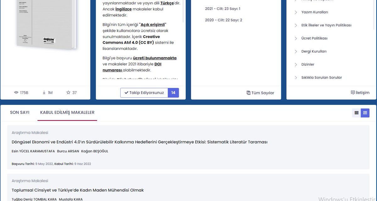 Bilgi'yi takip ederek yeni kabul edilen çalışmalardan haberdar olabilirsiniz.