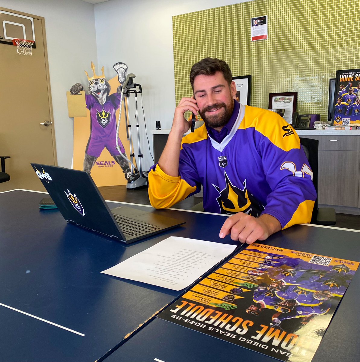 SealsLax's tweet photo. Look who’s hittin’ the phones today letting season ticket members know the schedule is out @CamHolding19 @wes_berg @treleclaire @Jake_Govett 📞🗓 https://t.co/WuH7L2sbSK