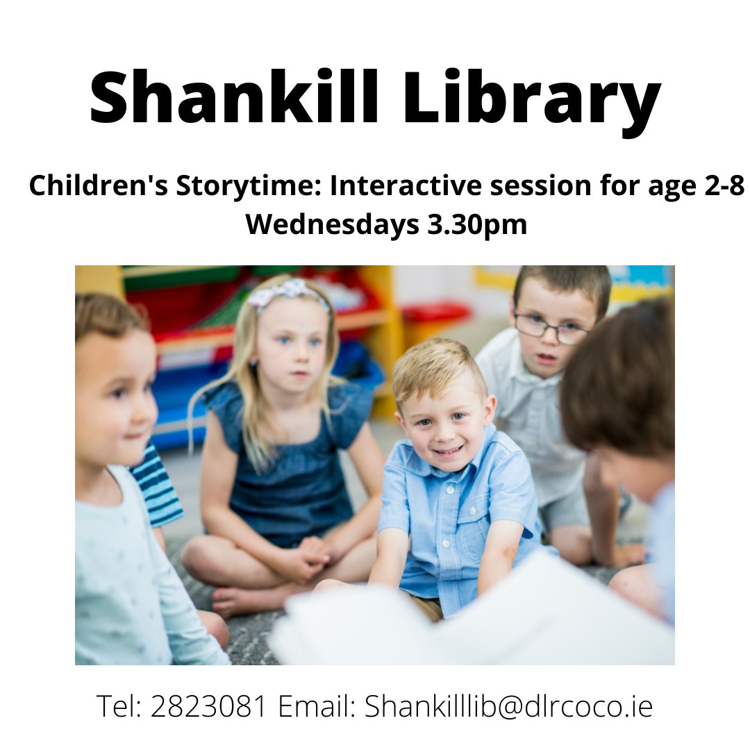 DLR_Libraries's tweet image. Join us at #ShankillLibrary for a fun children&apos;s storytime every Wednesday at 3.30pm. This interactive session is suitable for age 2-8 year olds. Drop-in. All welcome.