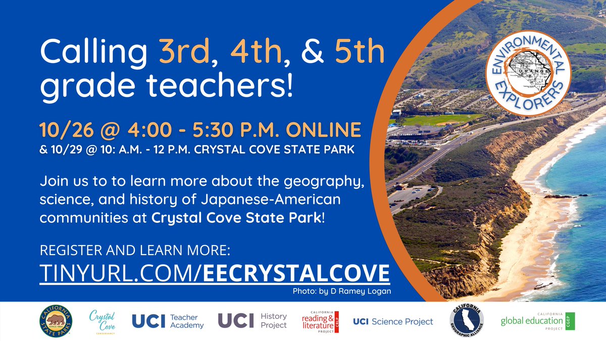 UCI Science Project (@irvine_sp) on Twitter photo Join us on Wednesday, 10/26, on Zoom, and Saturday, 10/29 at <a href="/CrystalCoveSP/">CrystalCoveStatePark</a> to learn how to support students' global competence! Teachers will receive a complimentary tour of the historical district and learn more about available resources for students tinyurl.com/eecrystalcove🌱🌊 Join us on Wednesday, 10/26, on Zoom, and Saturday, 10/29 at <a href="/CrystalCoveSP/">CrystalCoveStatePark</a> to learn how to support students' global competence! Teachers will receive a complimentary tour of the historical district and learn more about available resources for students tinyurl.com/eecrystalcove🌱🌊