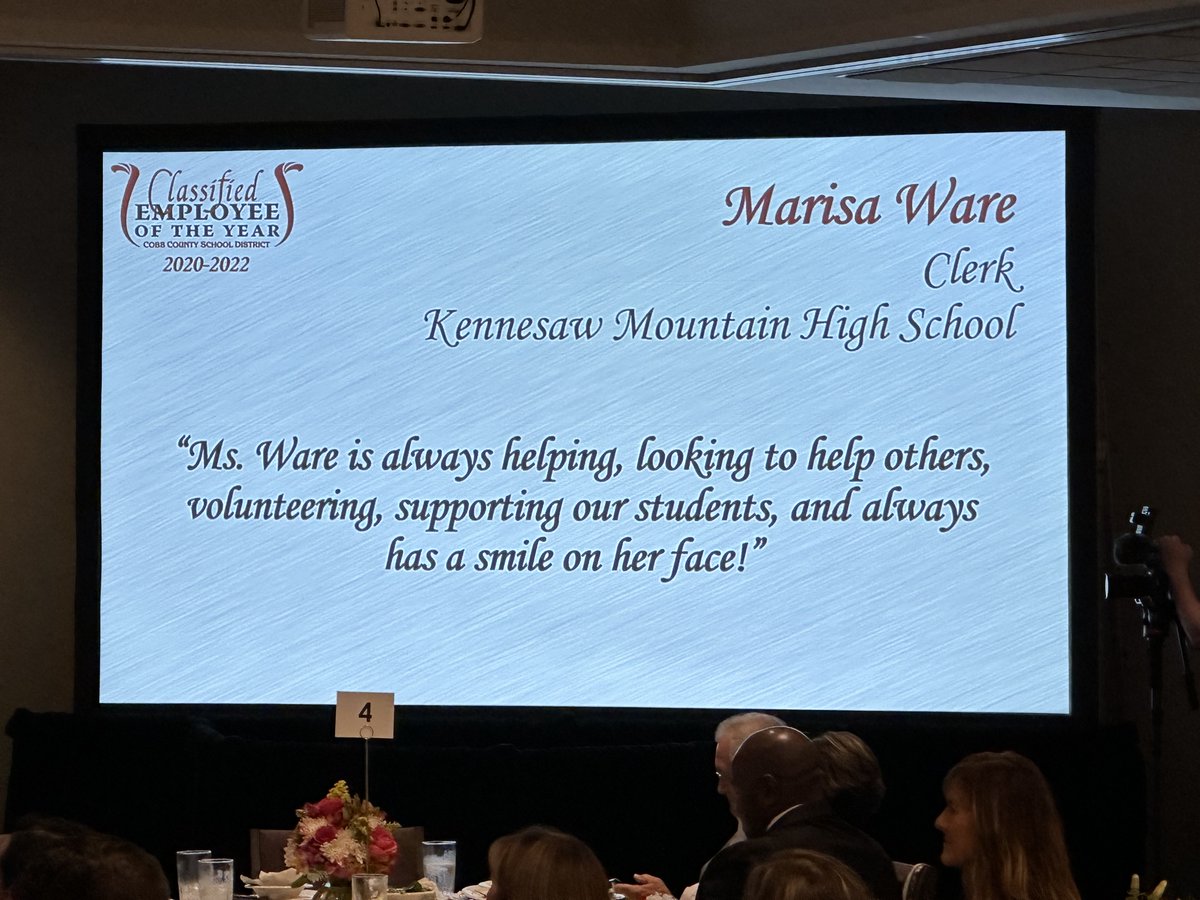 KMHS_GA's tweet photo. Great to celebrate with the @KMHS_GA classified employees of the year, Marisa Ware for 2020-2022 and Leslie Kitchen for 2022-2023, at the @CobbSchools Classified Employee of the Year Recognition Luncheon! https://t.co/9P1MxTnncB