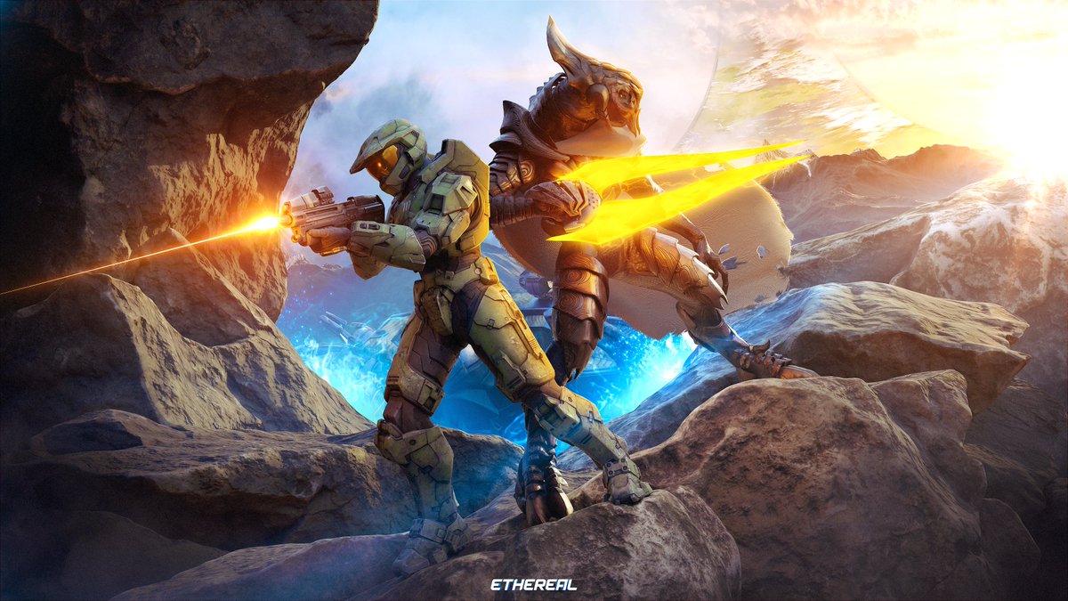 EtherealEOD's tweet photo. "Back to Back Spartan!"

- Rendered in Blender 3.2.1 CYCLES 
- Edited &amp; Composited in Photoshop &amp; After Effects.

Likes &amp; RT's Appreciated!
#HaloInfinite #HaloSpotlight #HaloArt #BlenderHalo #Halo #blenderart #Blender3d https://t.co/UsAdsuPdUk