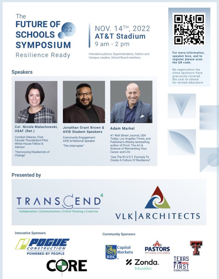 So excited about this event on November 14th, 2022, at the AT&amp;T Stadium. School Superintendents, leaders, and board members join us as we listen to, and explore, experiences of becoming “Resilience Ready”. #FutureofSchools2022 (Registration is free due to our generous sponsors)