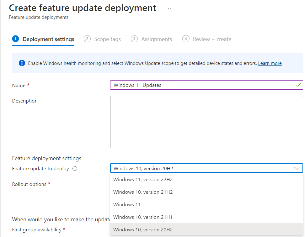 UpdatedavidM's tweet photo. Thanks to our collaboration with the Windows Update for Business Deployment Service team, Windows 11 22H2 is now available in Intune Feature update profiles!
(You may need to refresh your browser)
#WindowsUpdateforBusiness #Intune https://t.co/xapYw1iVlb