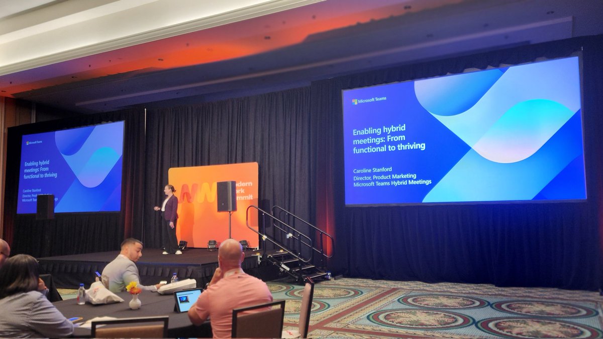 chris_neto's tweet image. Caroline Stanford, Director of Product Marketing, at @Microsoft Teams Hybrid Meetings takes the stage at #ModernWorkSummit2022 #avtweeps