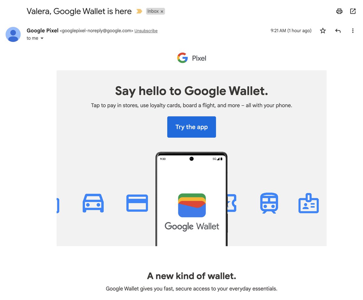 Fun fact: The first team I worked on when joining Google in January of 2011 was Google Wallet. Glad it finally made it to production.🙌