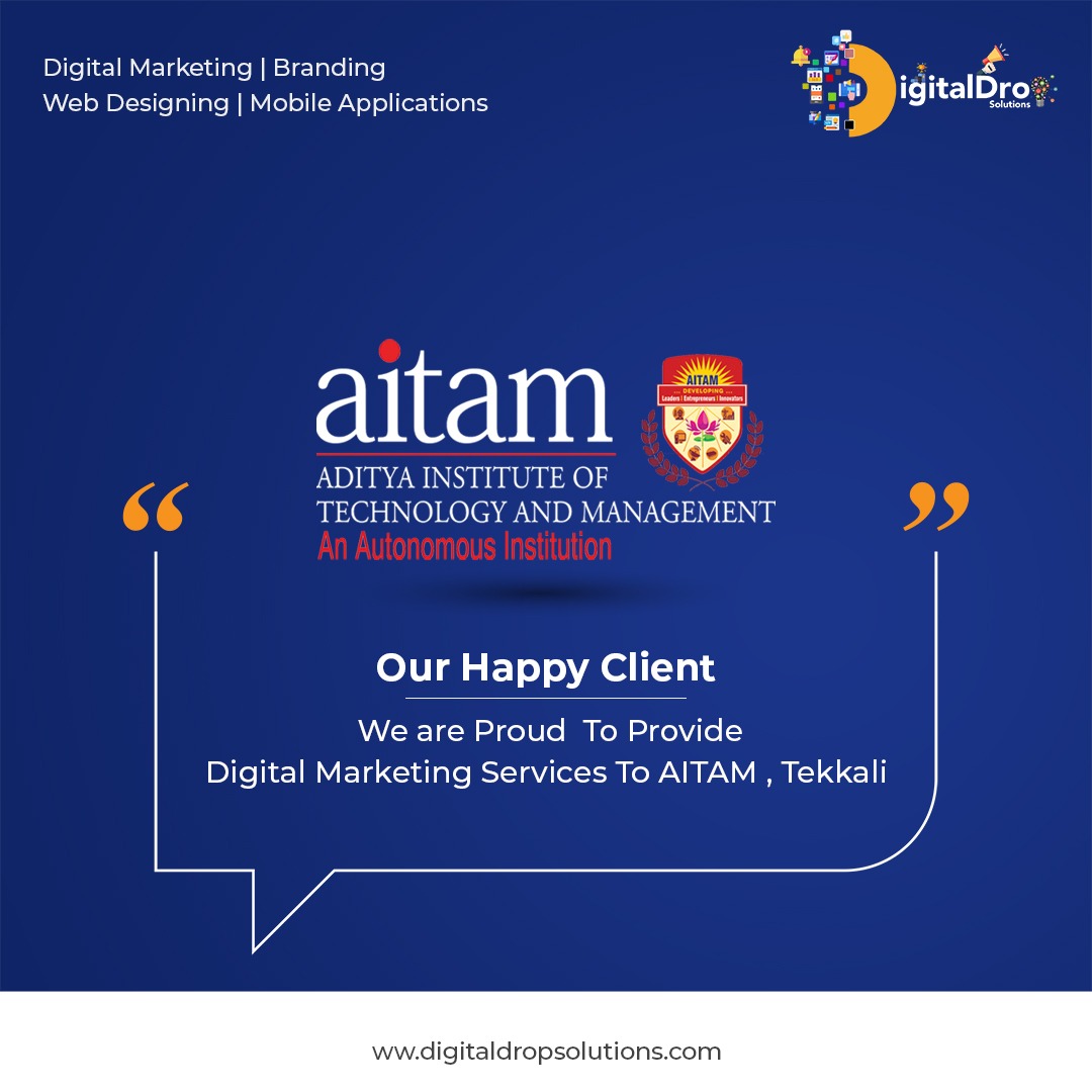 Digitaldrop2's tweet image. One of our happy client Aditya Institute Of Technology and Management Tekkali
Contact for Corporate Branding Promotions &amp;amp; IT Support : 
📞9966756143 
 🖱  Digitaldropsolutions.com