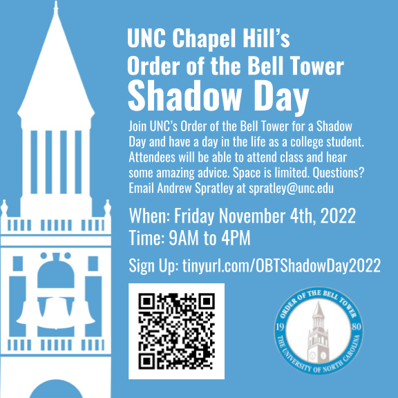 Juniors can apply to be a part of Shadow Day at UNC Chapel Hill!