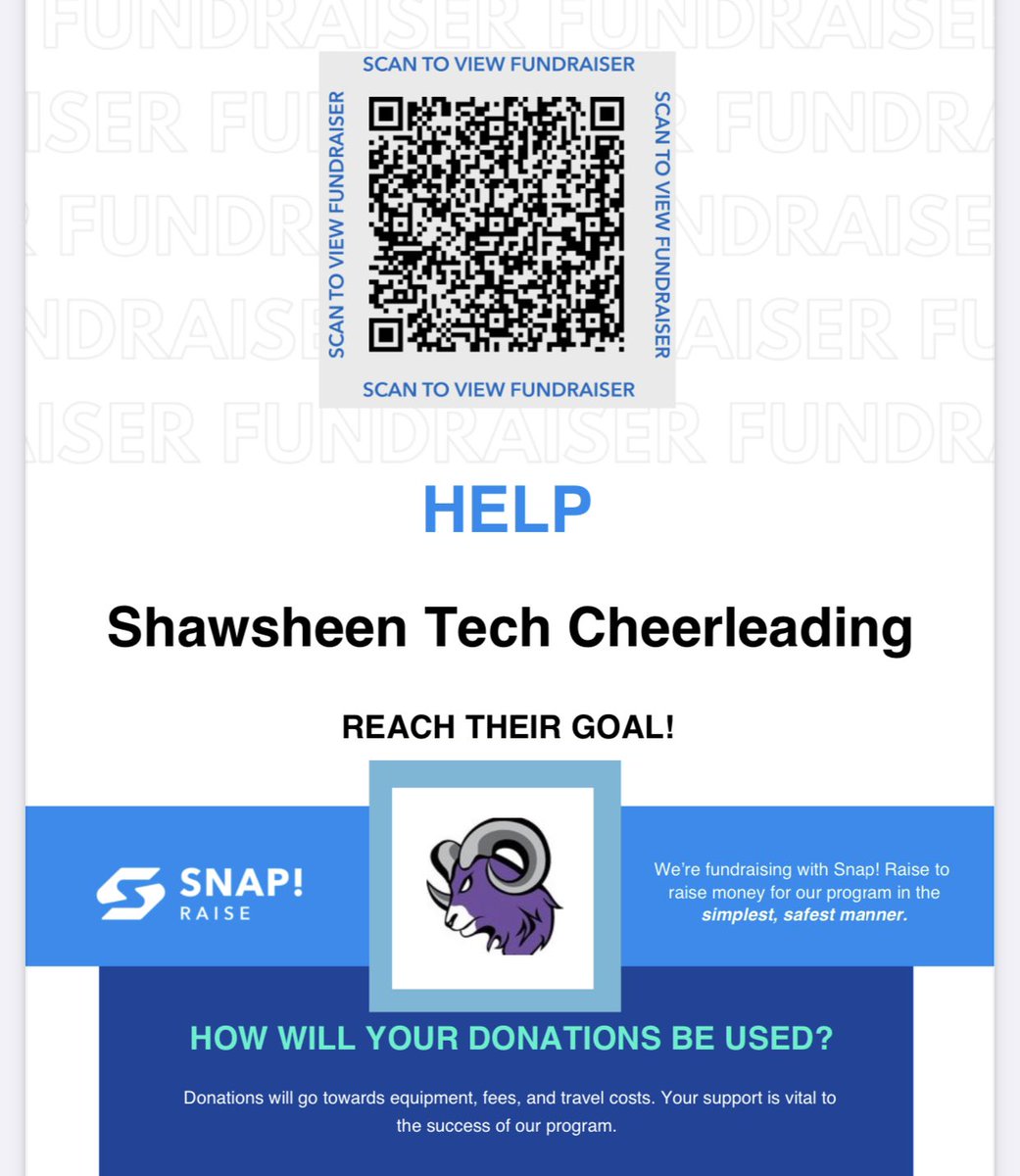 HELP SHAWSHEEN TECH CHEER REACH OUR GOALS! raise.snap.app/v2/fundraisers…