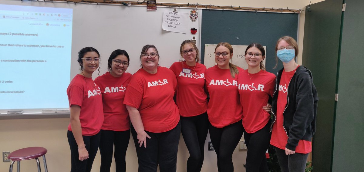 LowellHSSpanish's tweet photo. Today is dress like a teacher or admin day. These 6 ladies dressed like me! I am speechless! #RDP #Spanish3isawesome https://t.co/Yis9AeZTEq