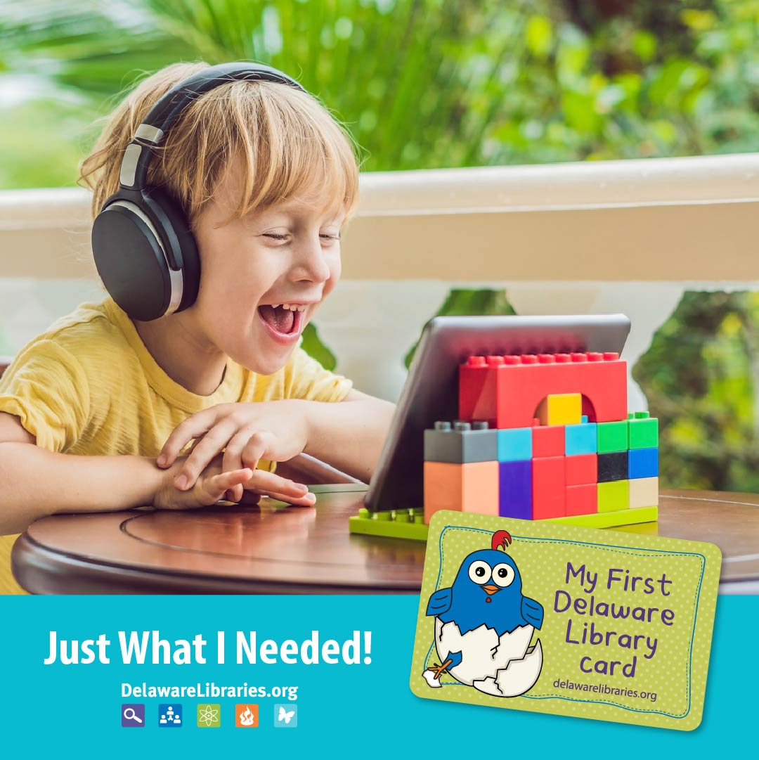 DELibraries's tweet photo. Give your child a head start with a My First Library Card! We can’t wait to share all the wonderful opportunities at Delaware Libraries for your child to grow, learn & have fun! https://t.co/oTjUe4Dc7y has just what your child needs to succeed! | #GetALibraryCardDE #delibraries https://t.co/HRq4AJaPrl
