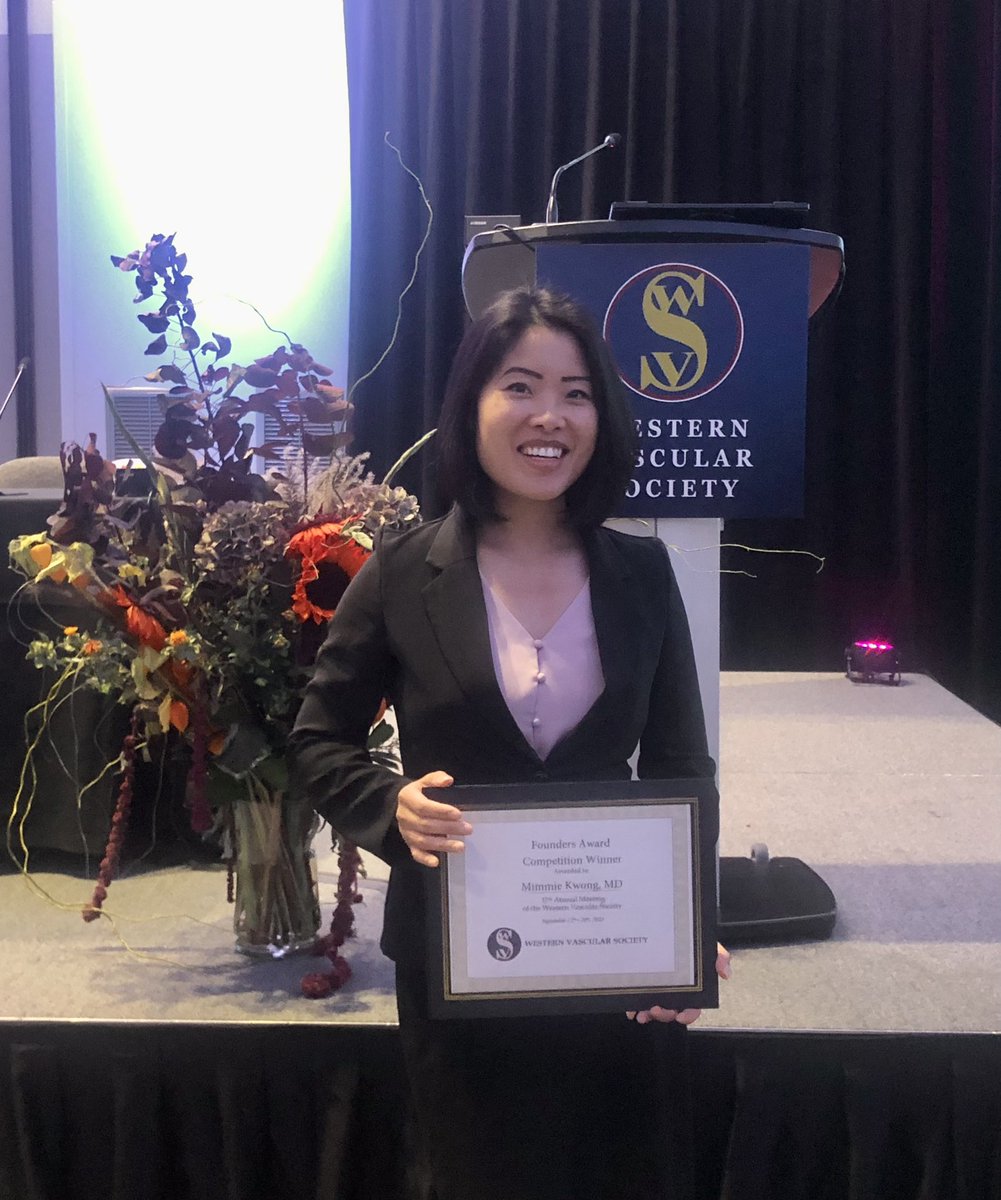 Congratulations Dr Kwong @mimmieMD for her Founders Award at the Western Vascular Society Annual Meeting @WestVascular @UCDavisSurgery @mhumphriesmd