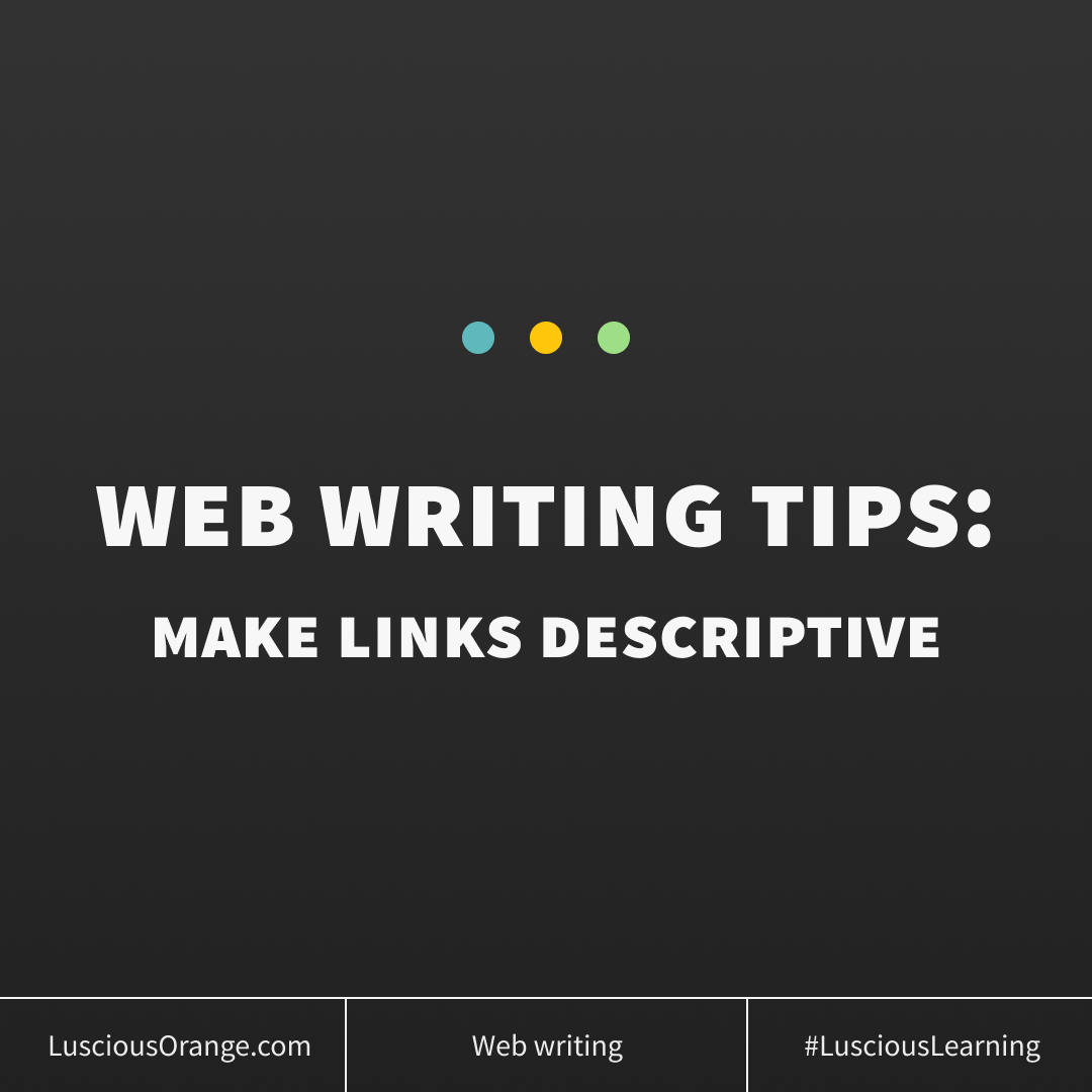 Luscious_Orange's tweet photo. Descriptive website links are crucial to helping visitors navigate your website. You can avoid common mistakes by following a few simple rules.
https://t.co/8MmrtZ3cRx
#LusciousLearning #WebWriting #ContentStrategy #WebDesign https://t.co/6fPUQ8WPXy