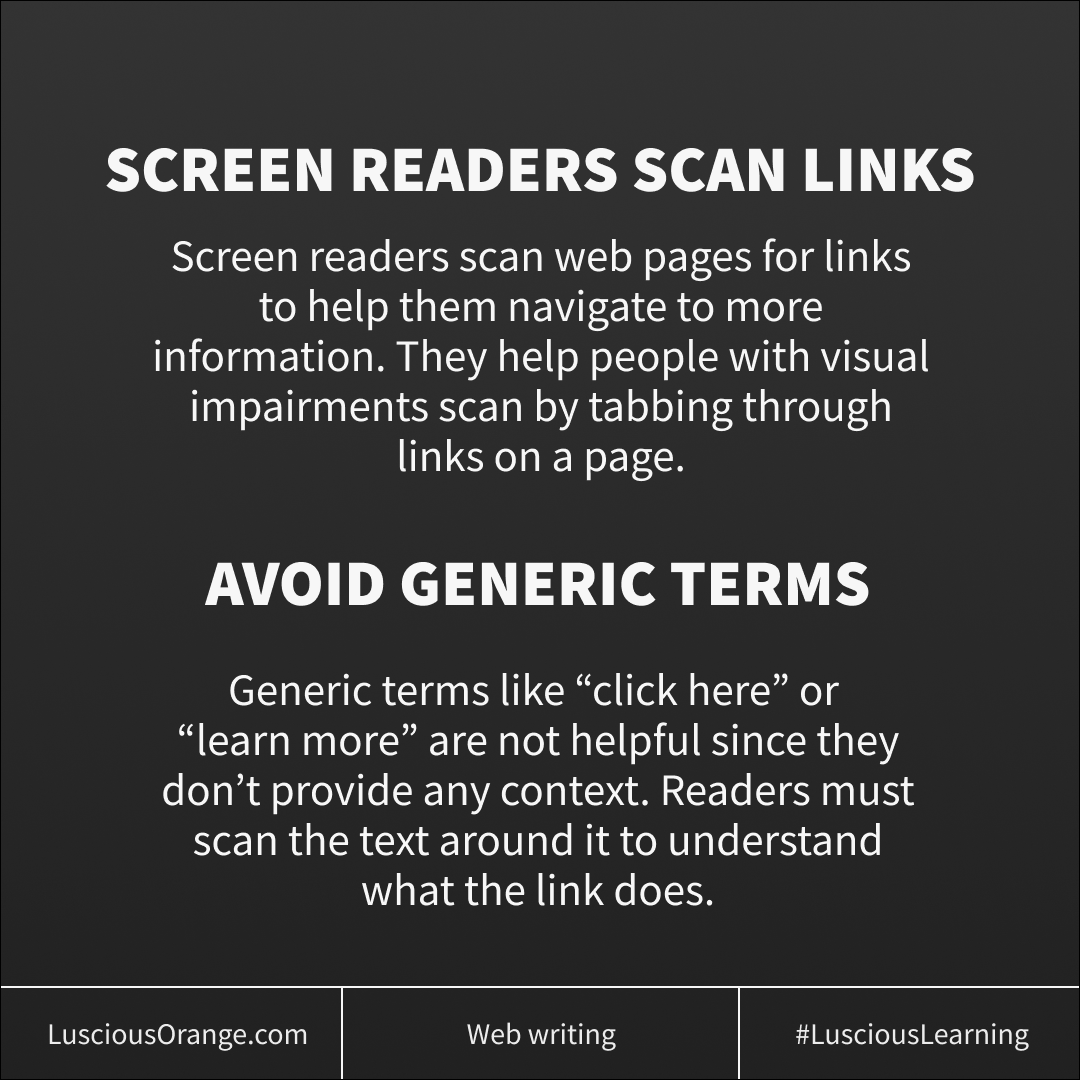 Luscious_Orange's tweet photo. Descriptive website links are crucial to helping visitors navigate your website. You can avoid common mistakes by following a few simple rules.
https://t.co/8MmrtZ3cRx
#LusciousLearning #WebWriting #ContentStrategy #WebDesign https://t.co/6fPUQ8WPXy