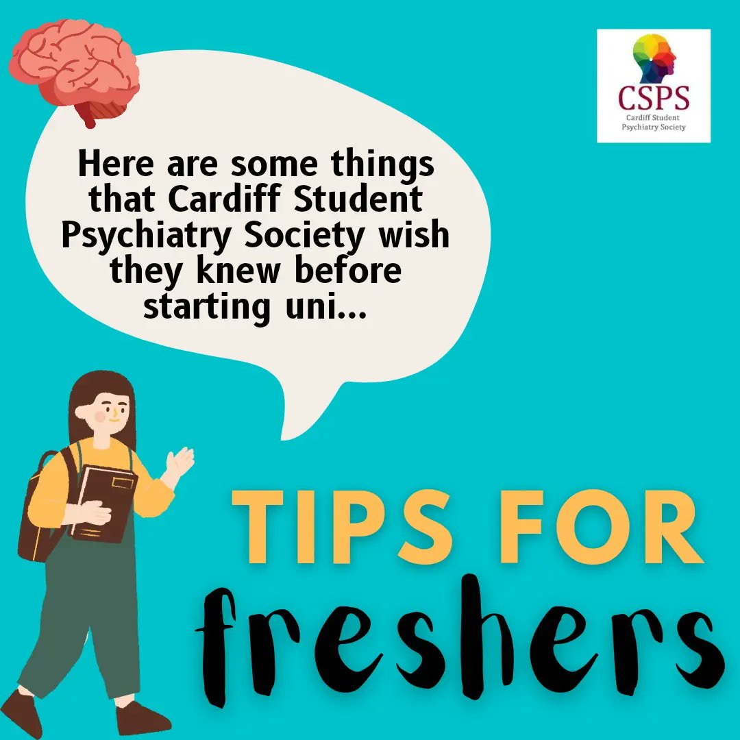 CSPsychSoc's tweet photo. Here are some things that Cardiff Student Psychiatry Society wish they'd known before coming to uni... 👀 

We can't wait to see all our CSPS members (new and old), with our first event to be announced soon!  🍿

Any questions about the society?Please send us a DM 🧠 https://t.co/LSvujcbaXz