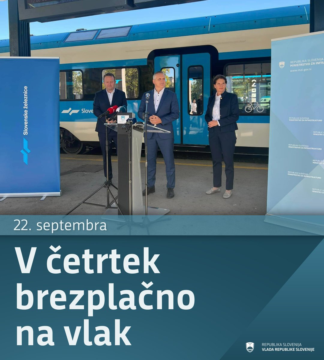 🚞[V ČETRTEK BREZPLAČNO NA VLAK]🚞 Ob 21. Evropskem tednu mobilnosti, ki se odvija ta teden, je Ministrstvo za infrastrukturo v sodelovanju s Slovenskimi železnicami za četrtek, 22. septembra, pripravilo dan brezplačnih vozovnic za prevoz z vlakom!