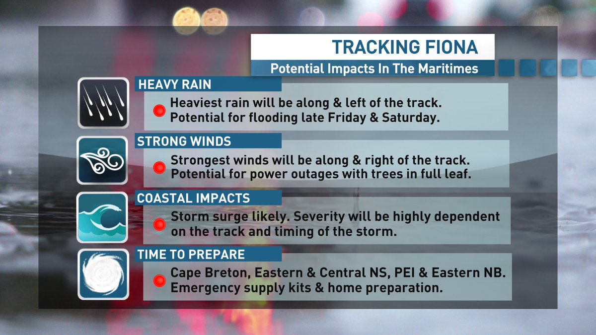 ryansnoddon's tweet photo. While details need to be ironed out, it's all but certain #Fiona will impact Atlantic Canada.
Damaging wind, flooding &amp; storm surge are all possible. 
Folks in Cape Breton, eastern/central NS, PEI, eastern NB &amp; western Nfld should begin to prepare. 
#nsstorm #nbstorm #pestorm https://t.co/bNvapaLxHL