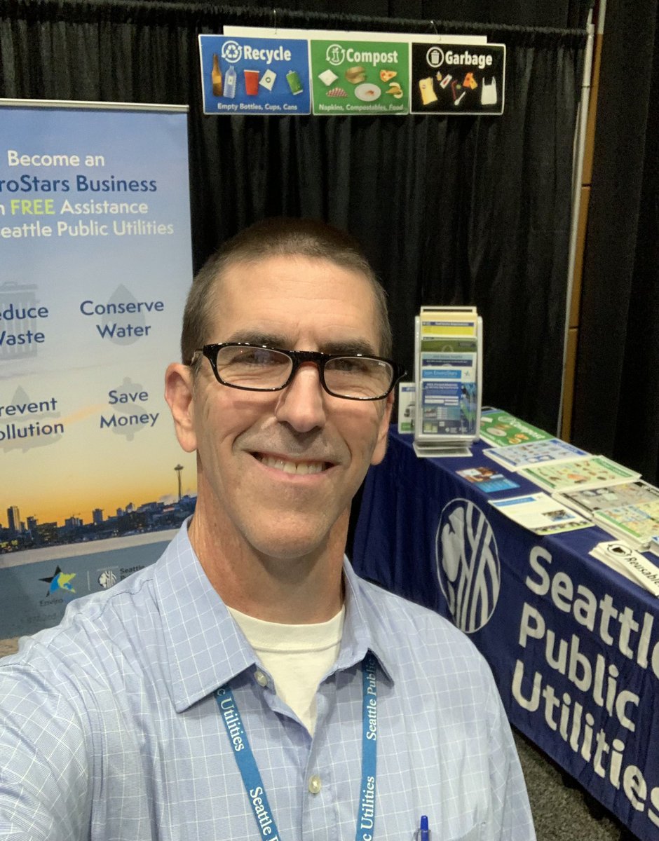 patrecycles's tweet photo. #FoodShow today. Big shout out to @HarborWholesale for inviting  @SeattleSPU and @EnviroStars to set up a booth to promote #GreenBusiness practices. #RecycleRight #Compost 
#ReuseSeattle 
Also - awesome morning presentation by Royal Ranch on #RegenerativeFarming #WormCastings :-) https://t.co/Du4W0ZcIa8