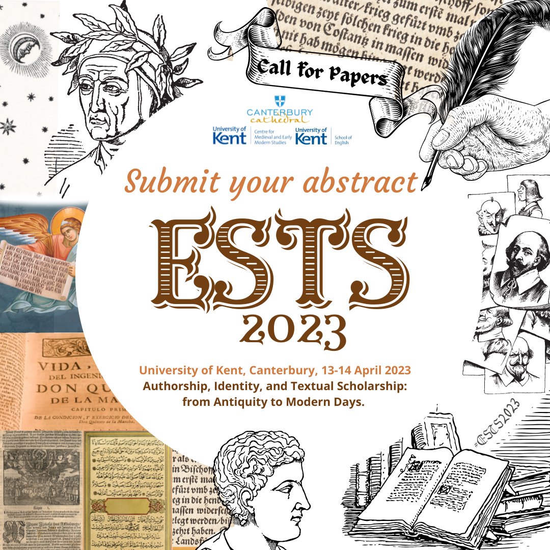 ESTS2023's tweet photo. With our submission deadline approaching soon (🚨October 1 2022), we thought we would share with you our #CfP in details! 👁️👁️🔍
Unroll for more information on the 5 types of contributions we are accepting!🧵
#ESTS2023 @ArtsHumsUniKent @mems_ukc https://t.co/T5LlssjAMR