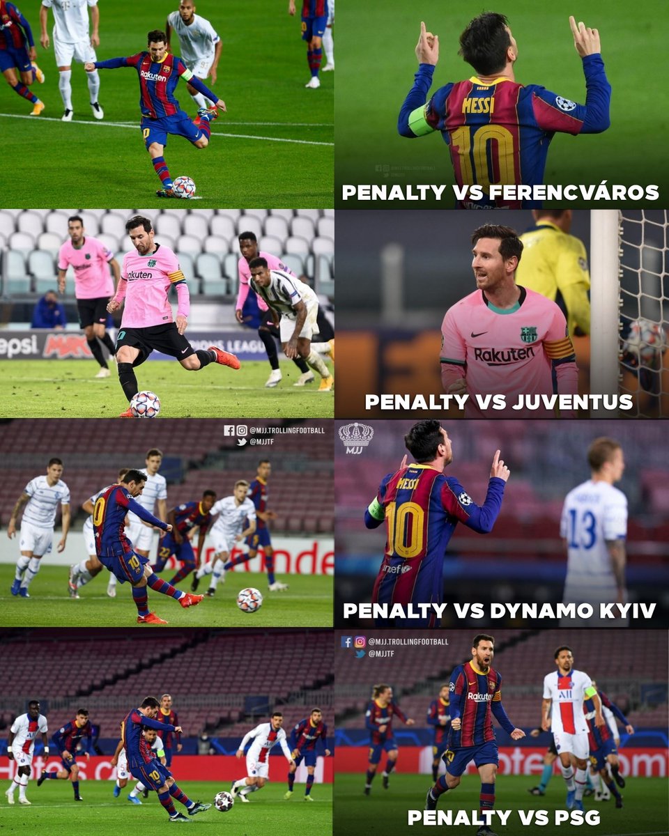 RealGOA7's tweet image. Thanks to penalties:
Messi currently has 11 goals in his last 15 games of his last 3 Champions Leauge editions; cuz 6 of those 11 goals, have been via penalty:

vs.
D.Kiev: 🅿️
Ferencvaros: 🅿️
JJ: 🅿️
PSG: 2⚽️/ 1🅿️
MCITY: ⚽️
RB Liepzig: 2⚽️/ 1🅿️
C.Brugge: 2⚽️/ 1🅿️
M.Haiffa: ⚽️