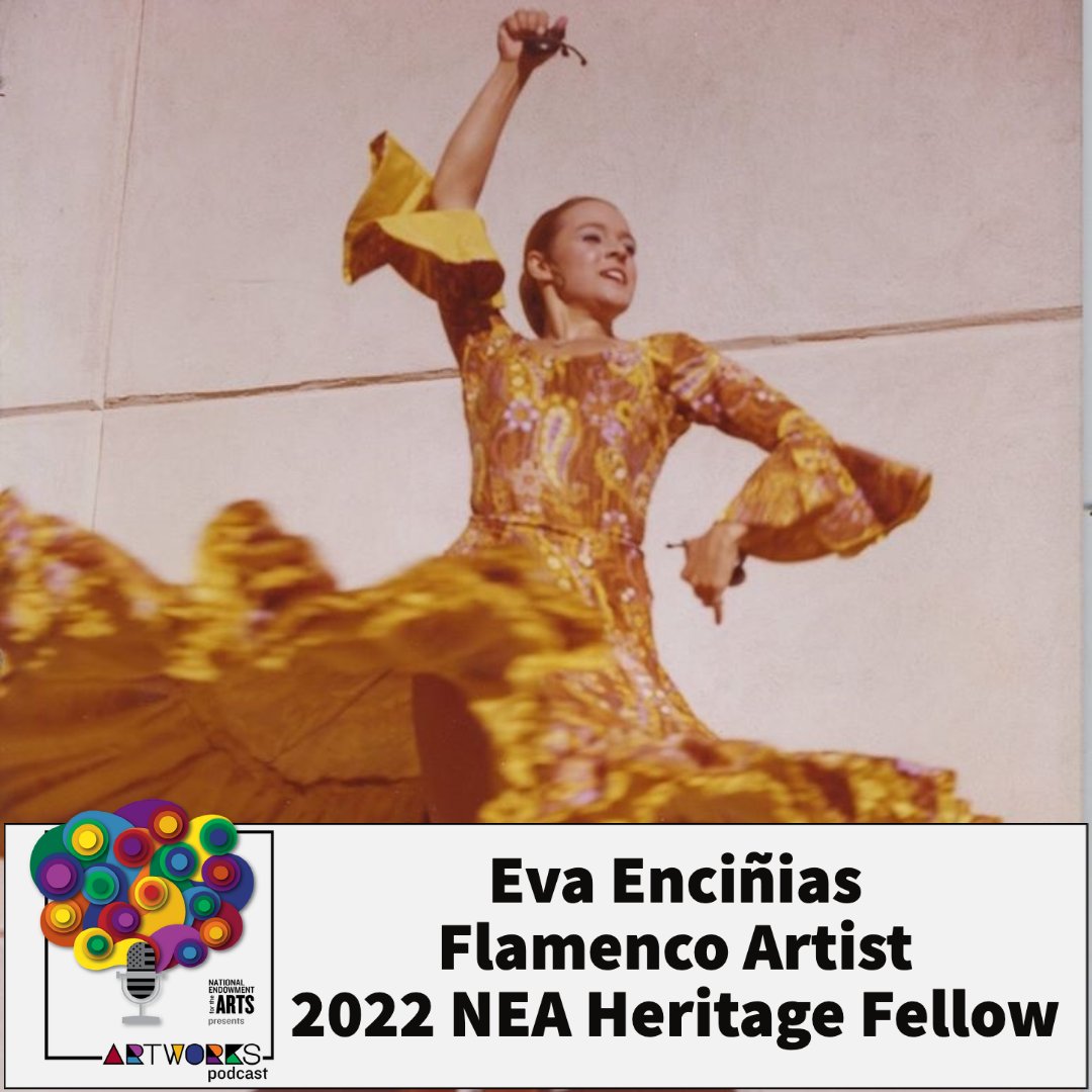 NEAarts's tweet photo. "The study of flamenco is very much culturally &amp; socially based. If you don't understand its lineage &amp; heritage, then you're learning movement for the sake of movement."  

Here's 2022 #NEAHeritage Fellow Eva Enciñias on the Art Works podcast: https://t.co/6T47dr4Cgj https://t.co/jEYwcP1zIq