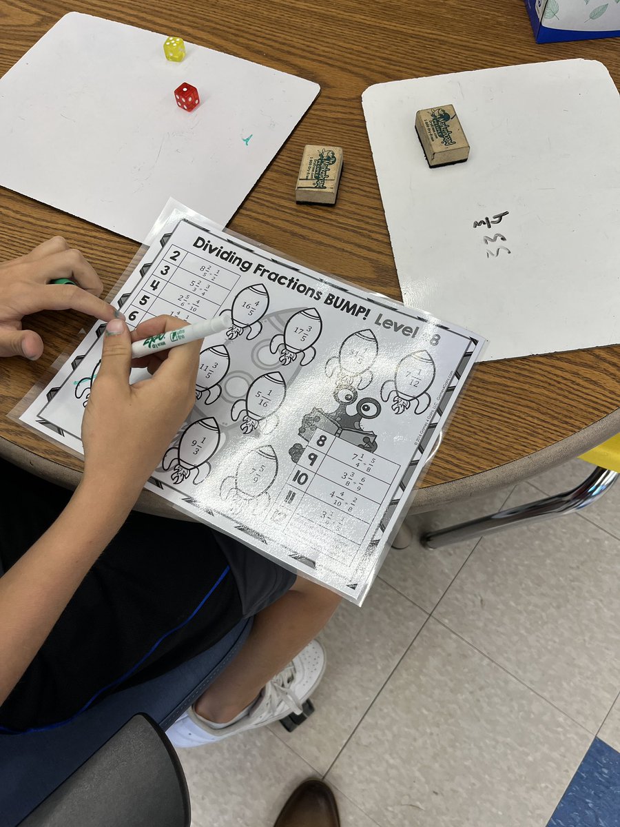 MrSmallDoesMath's tweet image. Students participated in a multi-level bump game. The different levels involved fraction division twinging from fractions, whole # s and mixed # s @OPSchoolsNJ @MaplePlaceMS