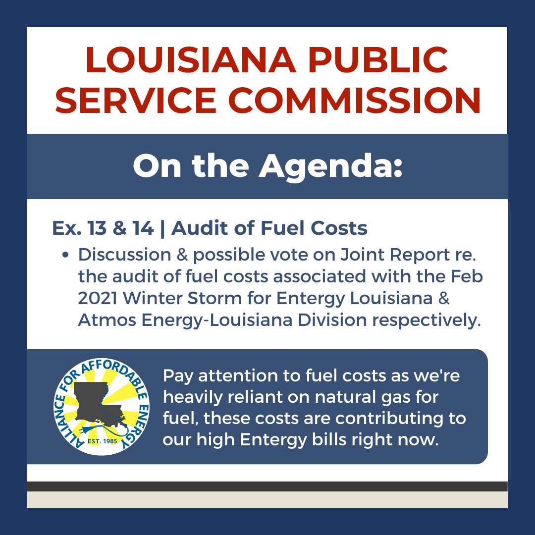 All4Energy's tweet photo. The @la_PSC is meeting tomorrow, September 21 at 9am ⏰ Join The Alliance at the meeting in Baton Rouge or tune in via livestream ➡️ https://t.co/mIuUcUovnd
#Power4People #LaPSC #Louisiana #Energy https://t.co/7tRbjMuU0V