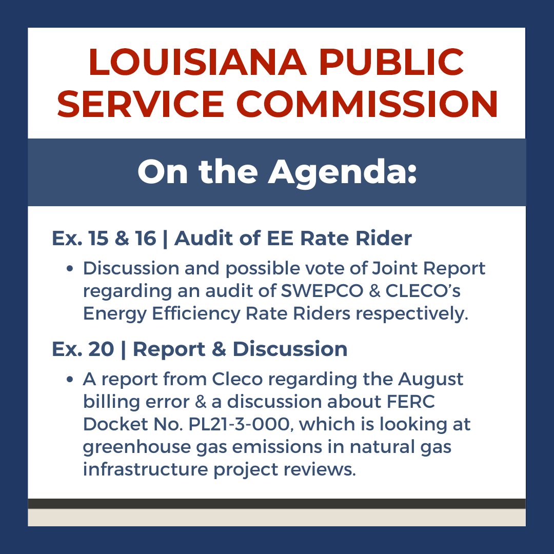 All4Energy's tweet photo. The @la_PSC is meeting tomorrow, September 21 at 9am ⏰ Join The Alliance at the meeting in Baton Rouge or tune in via livestream ➡️ https://t.co/mIuUcUovnd
#Power4People #LaPSC #Louisiana #Energy https://t.co/7tRbjMuU0V