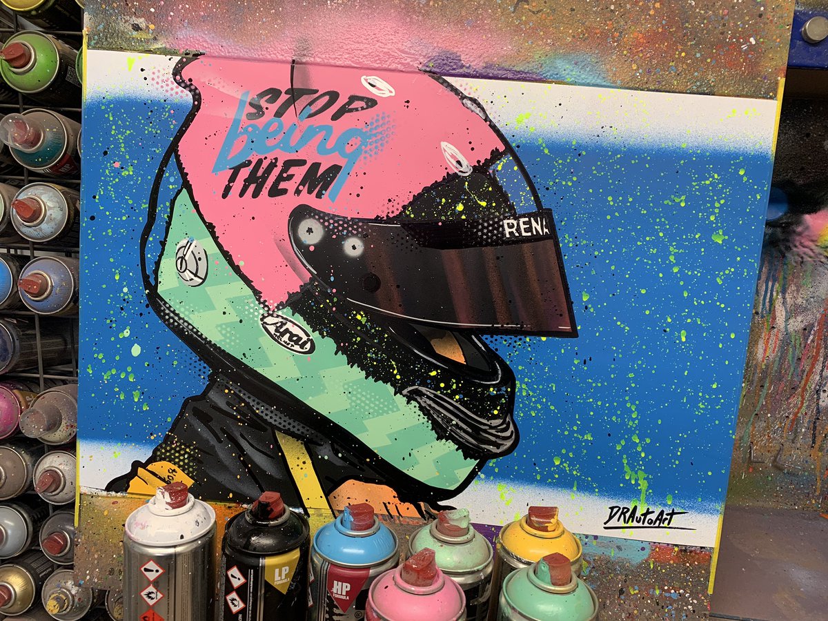 DRAutoart's tweet photo. 1st painting of the week!
STOP BEING THEM
Daniel Ricciardo painting finished today & available now. #drautoart
https://t.co/3b8HFav3gE
.
.
.
#danielricciardo #dr3 #stopbeingthem #renaultf1 #renaultf1team #danielricciardo3 #f1 #formula1 https://t.co/d9BI6NUxdb