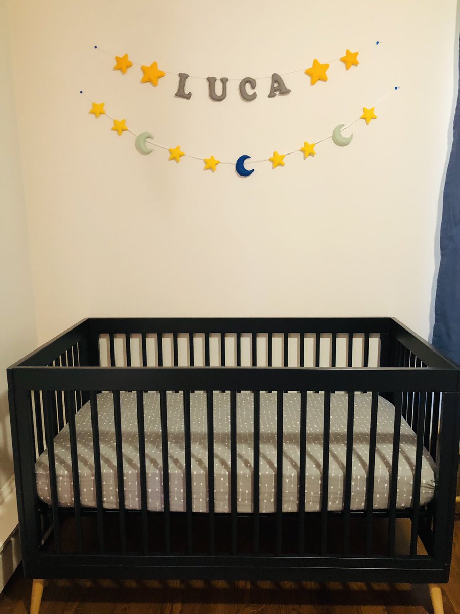 6 weeks until the little man’s arrival and the nursery is all set up and ready to go! We love how everything turned out 🚀🪐⭐️
