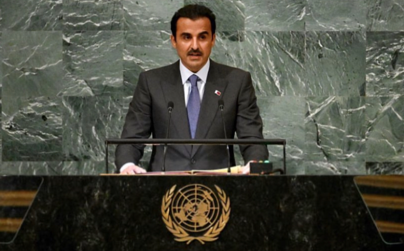 Charles_Lister's tweet photo. The Emir of #Qatar continues to speak the right words on #Syria -- today at #UNGA:

- "The UN cannot accept that #Syria's political track is merely the Constitutional Committee."

- "The international community has resolutely failed to hold #Syria's war criminals to account." https://t.co/ZQl8Zy8oHx