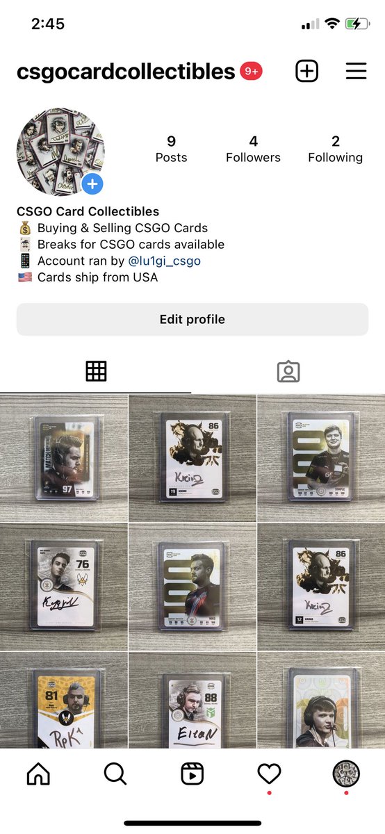 lu1gi_csgo's tweet photo. I created an Instagram account to showcase CSGO cards that I am selling. 

I would love to build the account followers with the objective of selling community members cards from the account.

LMK if you would like to add your cards to the account!

#KolexCards | @KolexGG https://t.co/k60aHXfpcI