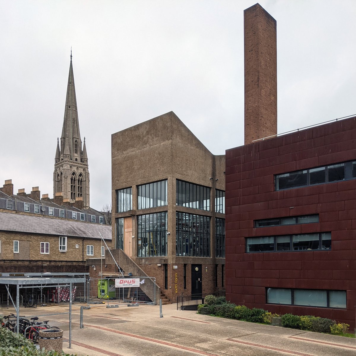 Lukas Novotny (@lukasnovo89) on Twitter photo Brutalist boiler room of Stoke Newington School was designed by Stillman & Eastwick-Field and finished in 1970. The whole thing was nicely refurbished by <a href="/jesticowhiles/">Jestico + Whiles</a>. In the background St Mary's Church by George Gilbert Scott. Brutalist boiler room of Stoke Newington School was designed by Stillman & Eastwick-Field and finished in 1970. The whole thing was nicely refurbished by <a href="/jesticowhiles/">Jestico + Whiles</a>. In the background St Mary's Church by George Gilbert Scott.