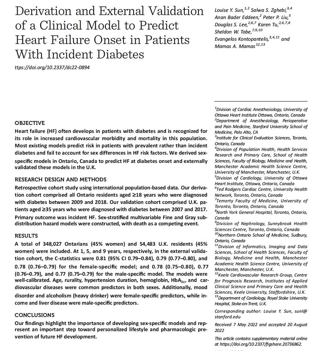 3. Identification of sex-specific RF and ability to predict HF hospitalization, esp among patients for whom prophylactic SGLT-2i not routinely recommended by current guidelines, represent an important step toward personalized lifestyle and pharmacologic prevention <a href="/pash22/">Ash Paul</a>