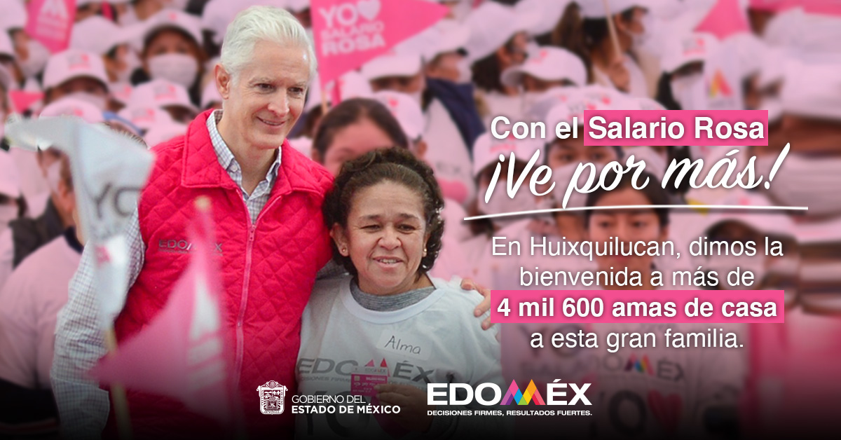 Edomex's tweet photo. Uno de nuestros mayores compromisos es brindar a las mujeres mexiquenses el reconocimiento y el impulso que se merecen para salir adelante. ¡Con el #SalarioRosaVePorMás! https://t.co/OgXdVtdDYg