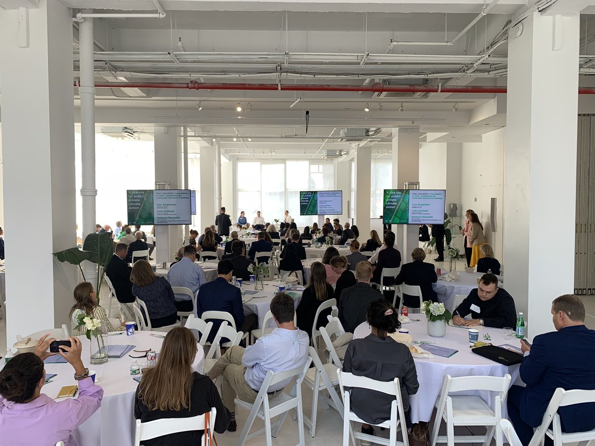 DKCleantechHub's tweet photo. To accelerate #sustainable transition of buildings you need to GO ALL IN and GO BIG!! That was one of the key points when @RebeccaIsacowitz, @lotteschlegel and @JensBirgersson discussed #sustainable transition of buildings today at #Countdownto2030 #ClimateWeekNYC https://t.co/6hqogPlAWK