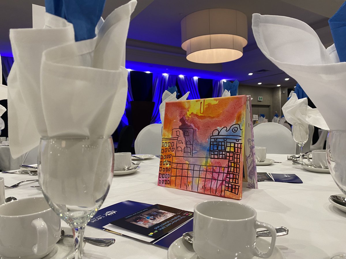 larchesj's tweet photo. Tables are set, featuring original art by artists at Creative Connections, our artistic day program. Two lucky guests from each table will take them home.
#BuildingCommunityLSJ
#LarcheSaintJohn
#BuildingCommunity https://t.co/cHwxcnnSkG
